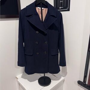 Fleurette Navy Double-Breasted Pea Coat